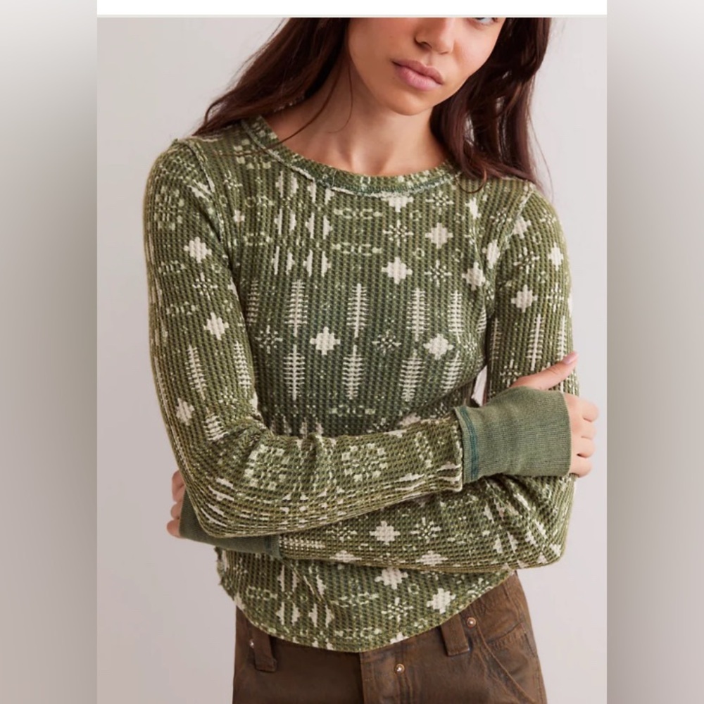 Free People We The Free Pretty Little Thermal. NWT. Pine combo